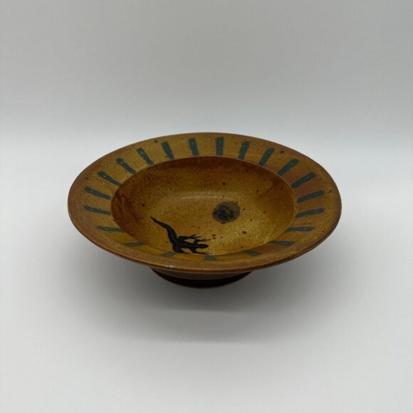 Art Pottery Bowl Handmade Lizard Sun Desert Sun Southwestern Serving Decorative - Picture 1 of 9